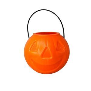Vtg 1990s General Foam Blow Mold Jack O Lantern Pumpkin Halloween Candy Bucket
